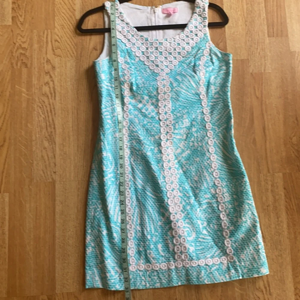 Lilly Pulitzer sleeveless dress 4 Teal blue and white - Picture 5 of 8